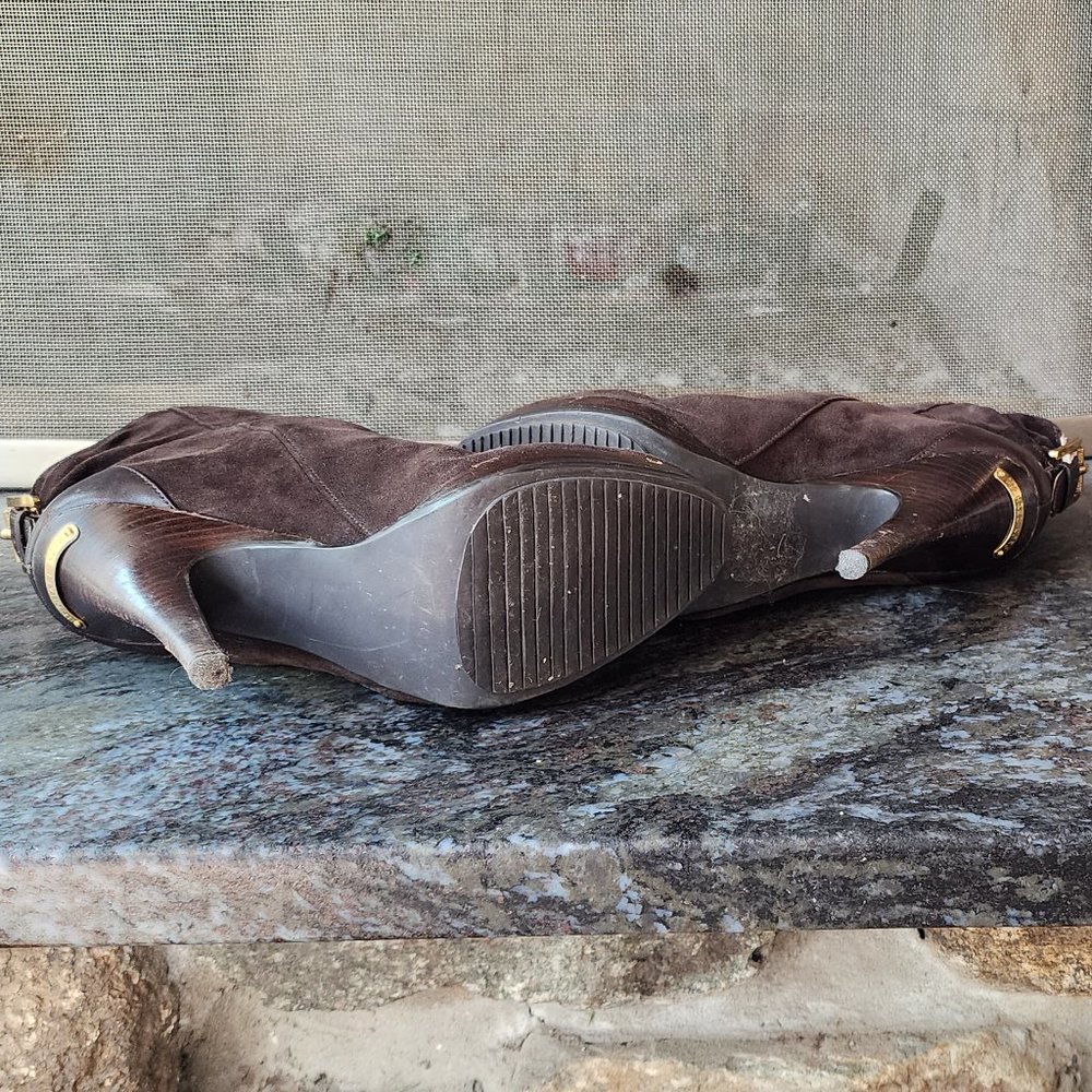 Michael Kors Brown Suede High Heeled Ankle Booties Size 8M - Picture 14 of 15